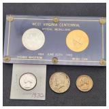 US Silver Coins + West VA 1863-1963 Commem.