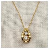 10K Gold Teardrop Diamonds Necklace