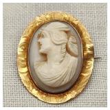 10K Gold Shell Cameo Replaced Pin