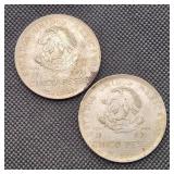 1951 Mexico Silver 5 Pesos Coins (2)