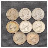 Silver Washington Quarters (7) + Possible Error Co