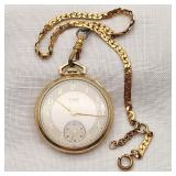 Elbon 17 Jewels Pocket Watch & Chain