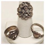Silver Rings Nouveau Heart & Spoon Types