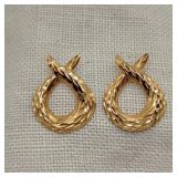 14K Gold Diamond Cut Engraved Earrings