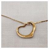 14K Gold Open Heart Necklace