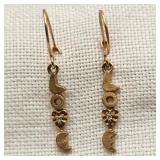 10K Gold 'Love' Dangle Earrings Diamonds