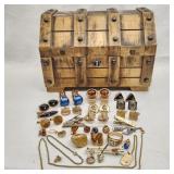 Vintage Fly Fishing Pin + Costume Jewelry Rings Et