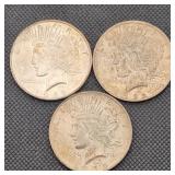 1922 (2) & '25 Peace Silver Dollars