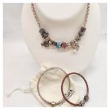Pandora Silver Charms w/ Necklace & Bracelets