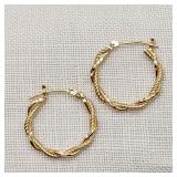 14K Gold Twisted Rope Hoop Earrings