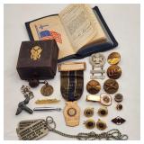 Military 1941 Bible & WWII Insignia Etc