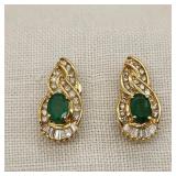 14K Gold Emerald & Diamonds Earrings
