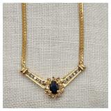 14K Gold Necklaces Sapphire & Diamonds