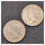 1922 & 1922-S Peace Silver Dollars (2)
