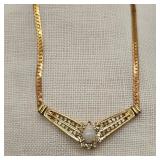 14K Gold Opal & Diamonds Necklace