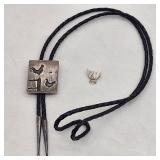 Silver Bolo Tie & BSA Eagle Pin