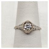 14K White Gold Deco Diamond Ring