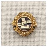 10K Gold Lions Club President Lapel Pin