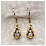 10K Gold Teardrop Earrings w/ Diamonds