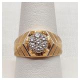 14K Gold 2-Tone Ring w/ Cluster of Diamonds