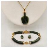 Jadeite Bracelet Necklace & Earrings