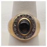14K Gold Ring with Sapphire & Diamonds
