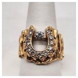 14K Gold Horseshoe Ring with Diamonds
