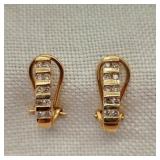 10K Gold French Clip Earrings w/ Diamonds