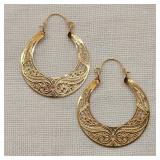10K Gold Filigree Hoop Earrings Tested