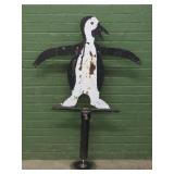 Folk Art Painted Metal Penguin Figure