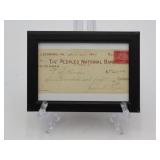 Peoples National Bank Framed Check