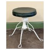 Upholstered Stool With Twisted Metal Legs