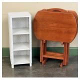 Folding TV Trays And White Shelf Unit