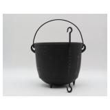 Cast Iron Kettle And Wrought Iron Pot Hook