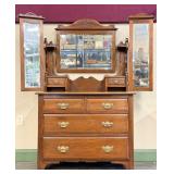 Walnut Dresser with Hinged Mirrors