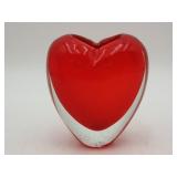 Red Heart Art Glass Vase