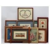 Framed Needlepoint And Cross Stitch Pictures