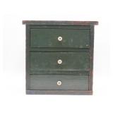 Green Painted Three-Drawer Cabinet