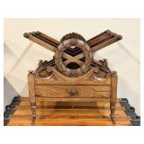 Carved Magazine Rack With Drawer