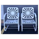 Pair Of Metal Sunburst Patio Chairs