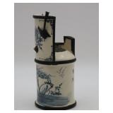 Asian Blue And White Ceramic Oil Lamp