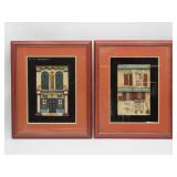 Framed Asian Architectural Relief Panels