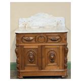 Carved Marble Top Washstand