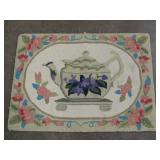 Floral Teapot Hand Hooked Wool Rug