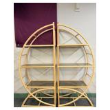 Pair Of Rattan Half Round Etageres