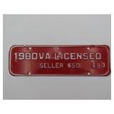1980 Virginia Seller Tag