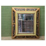 Floral Decorated Beveled Wall Mirror