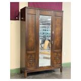 Oak Wardrobe With Beveled Mirror Door