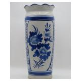 Blue And White Bird And Floral Floor Vase