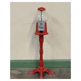 Red Gumball Machine With Pedestal Stand